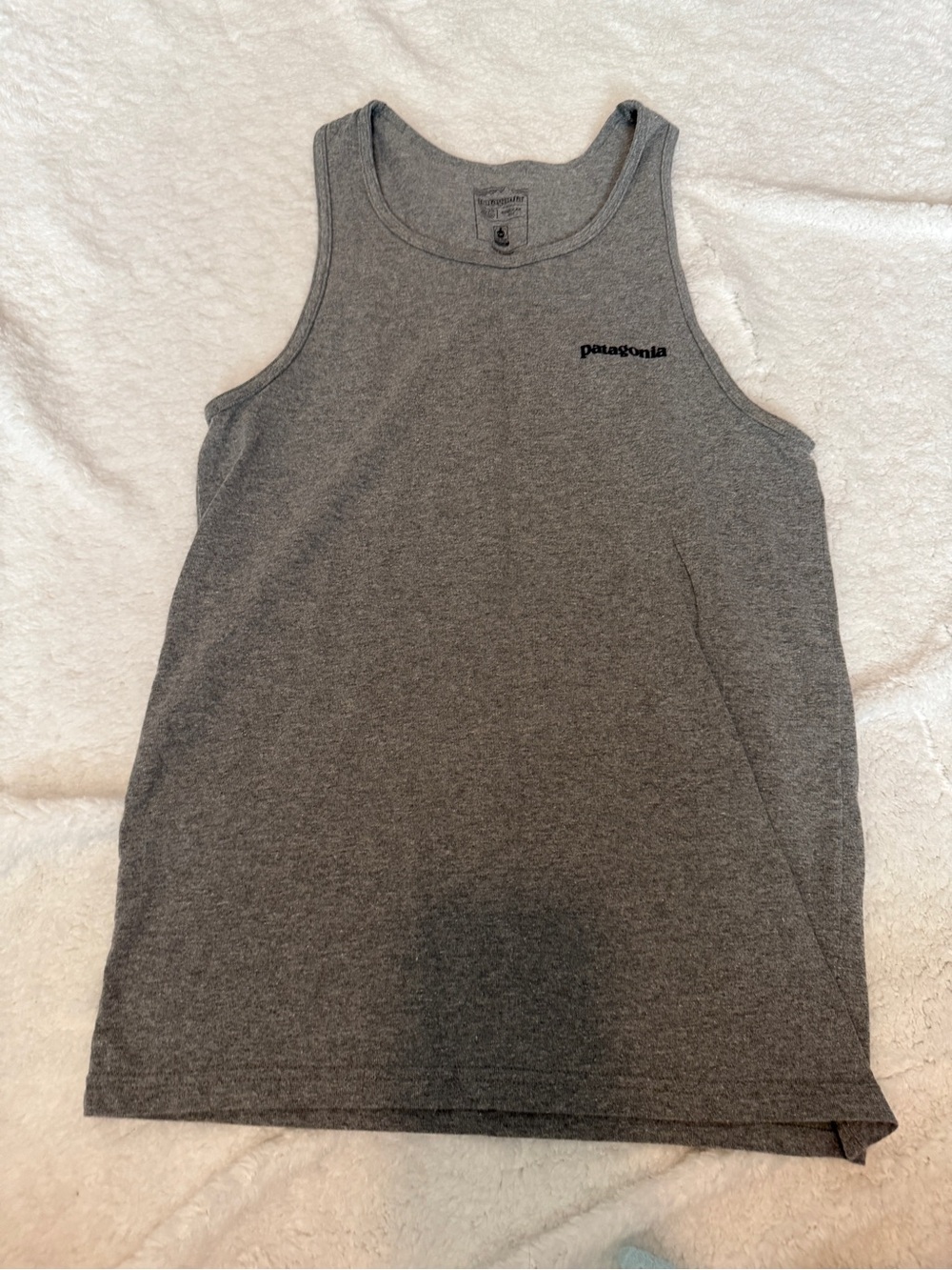 Patagonia Men’s Dark Heather Gray Tank Top - Minimal Logo